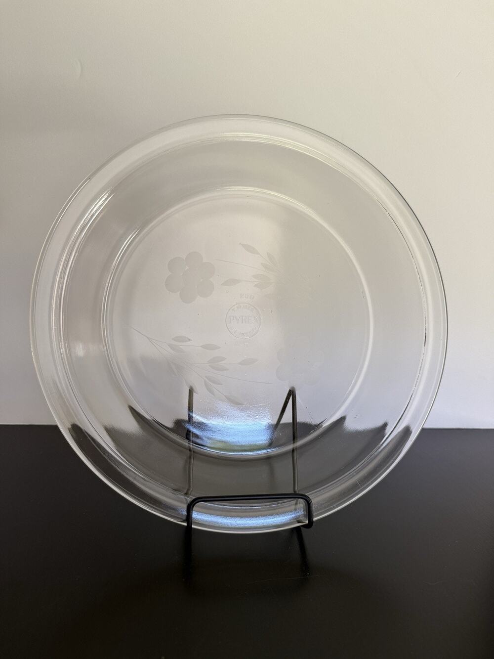 Rare Vintage PYREX 209 Etched Floral Glass Pie Plate 9” USA Baking Dish